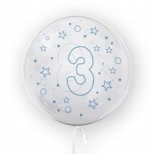 Balon 45cm Gwiazdki cyfra 3 niebieski TUBAN
