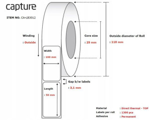 Capture Label 100x50, Core 25,