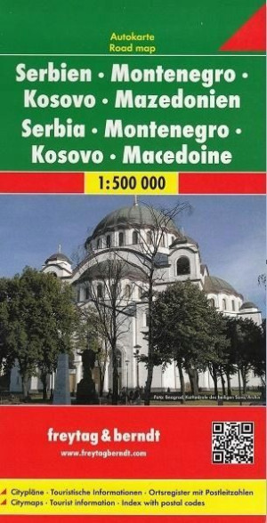 Mapa - Serbia, Czarnogóra, Kosowo, Macedonia