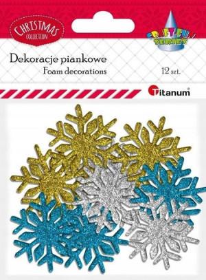 Piankowe śnieżynki brokatowe mix 12szt. Titanum