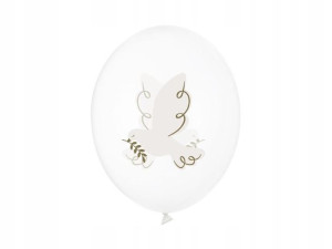 Balony Gołąb Crystal Clear 30cm 6szt