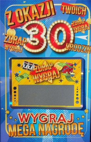 Karnert Urodziny 30 męskie zdrapka JCX - 023