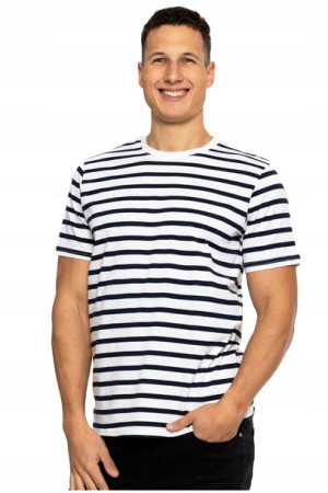 T-Shirt Męski Koszulka w paski Bawełna MORAJ XL