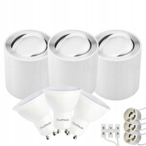 3x Oprawa Natynkowa HALOGENOWA SPOT RUCHOMA + LED