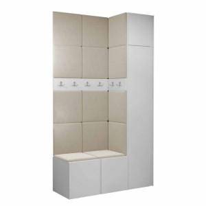 GARDEROBA Orion XVII panele tapicerowane + meble białe