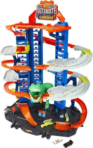 Hot Wheels Gjl14 Zestaw Mega Garaż Parking T-rexa 2 Auta