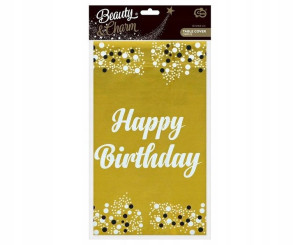 Obrus foliowy B&C Happy Birthday złoty 137x183