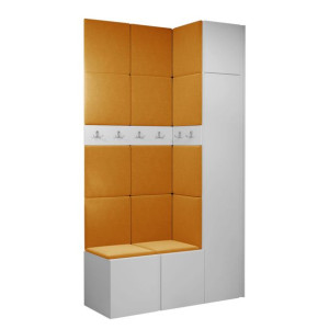 GARDEROBA Orion XVII panele tapicerowane + meble białe