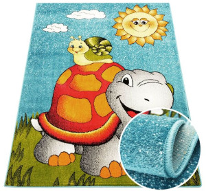 Dywan dziecięcy żółw zwierzęta niebieski / kolorowy 120x170