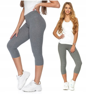 Legginsy Damskie 3/4 Wysoki Stan Bawełna S/M