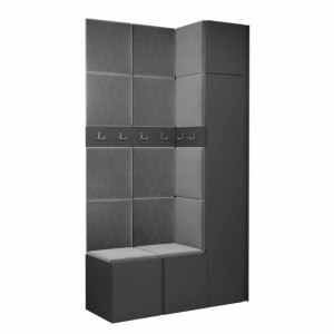 GARDEROBA Orion XVII panele tapicerowane + meble grafit