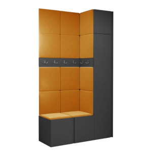 GARDEROBA Orion XVII panele tapicerowane + meble grafit