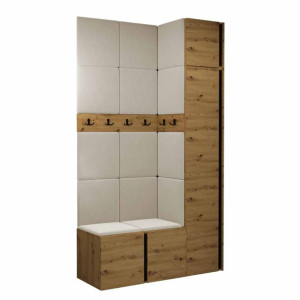 GARDEROBA Orion XVII panele tapicerowane + meble dąb artisan