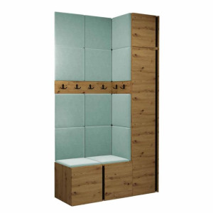 GARDEROBA Orion XVII panele tapicerowane + meble dąb artisan