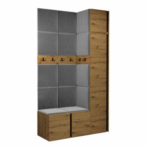 GARDEROBA Orion XVII panele tapicerowane + meble dąb artisan