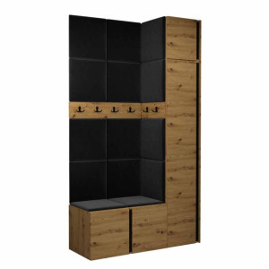 GARDEROBA Orion XVII panele tapicerowane + meble dąb artisan