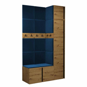 GARDEROBA Orion XVII panele tapicerowane + meble dąb artisan