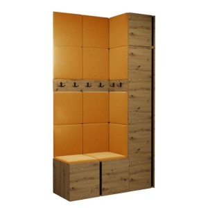 GARDEROBA Orion XVII panele tapicerowane + meble dąb artisan
