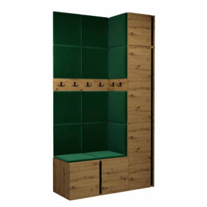 GARDEROBA Orion XVII panele tapicerowane + meble dąb artisan