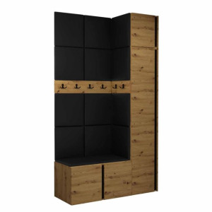 GARDEROBA Orion XVII panele tapicerowane + meble dąb artisan