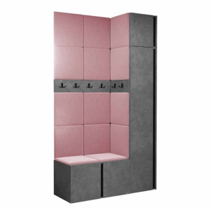 GARDEROBA Orion XVII panele tapicerowane + meble kolor beton