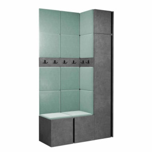 GARDEROBA Orion XVII panele tapicerowane + meble kolor beton