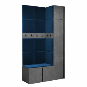 GARDEROBA Orion XVII panele tapicerowane + meble kolor beton
