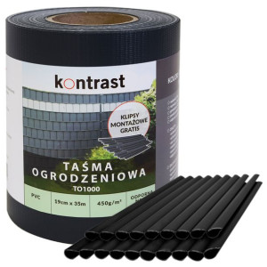 Taśma Ogrodzeniowa 19cmx35m Panel Na Płot Czarna+ Klipsy