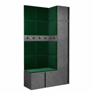 GARDEROBA Orion XVII panele tapicerowane + meble kolor beton