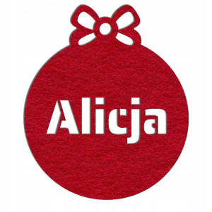 Filcowa bombka z imieniem 09 czerwona z filcu
