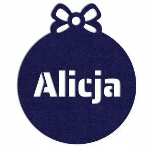 Filcowa bombka z imieniem 09 granatowa z filcu