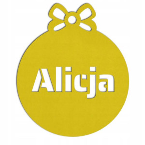 Filcowa bombka z imieniem 09 żółta z filcu