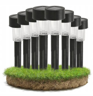 8x Lampa Solarna LED Ogrodowa Stojąca Czarna 30cm