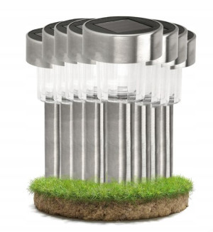 8x Lampa Solarna LED Ogrodowa Stojąca INOX 30cm