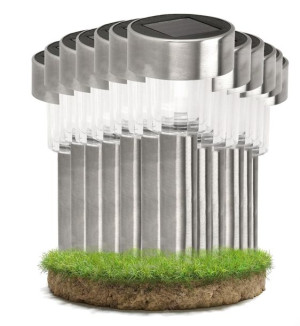12x Lampa Solarna LED Ogrodowa Stojąca INOX 30cm