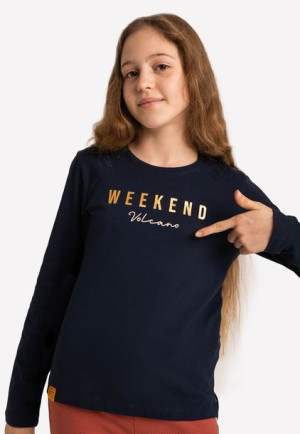 Dziewczęcy longsleeve z bawełny organicznej L-WEEK JUNIOR 134-140
