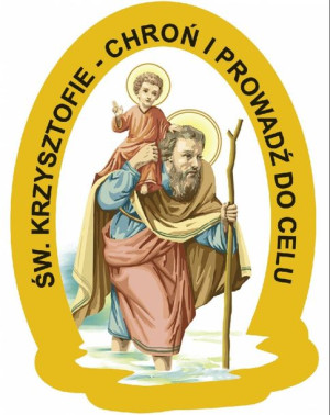 Plakietka złocona samoprzylepna – Święty Krzysztof