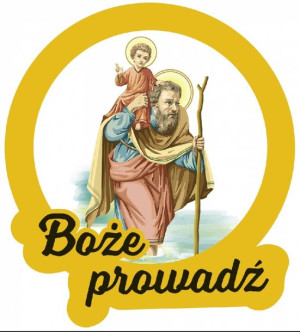 Plakietka złocona samoprzylepna – Święty Krzysztof