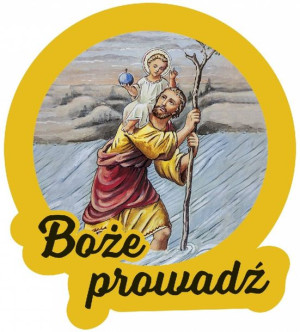 Plakietka złocona samoprzylepna – Święty Krzysztof