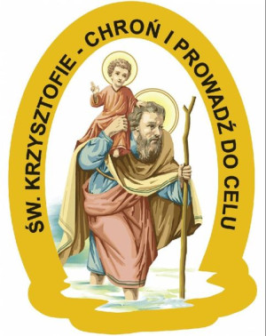 Plakietka złocona samoprzylepna – Święty Krzysztof