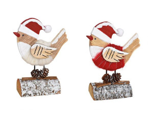 Figurka Ptaszek W Czapce Mikołaja Mały 10x14x4cm