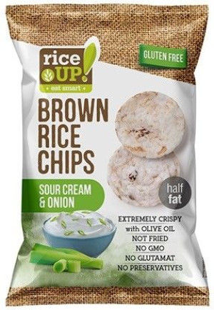 Rice Up - Chipsy z brązowego, pełnoziarnistego ryżu. Smak cebulka - 25g