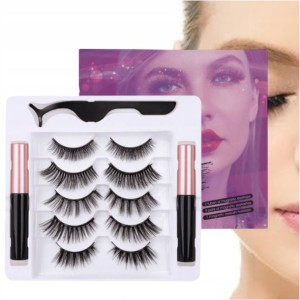 Rzęsy Magnetyczne 5x Długie + Pęseta + 2x Eyeliner