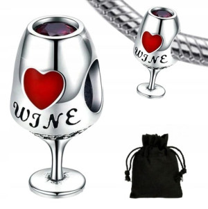 Charms Zawieszka Wino Kieliszek Koralik + Woreczek