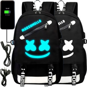 Plecak Szkolny Świecący Marshmello Usb Kłódka