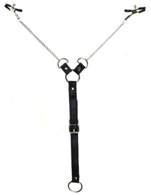 Nipple Clamps with BDSM Play Penis Ring Silver/Bla 31-0044