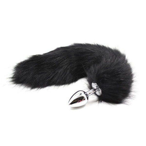 Anal Plug with Long Black Tai lFoxy Small Passion 32-0050