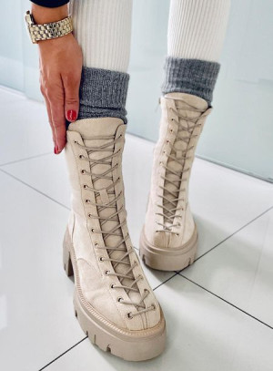 Botki damskie sznurowane WAYNE BEIGE 39