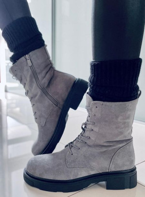 Botki sznurowane zamszowe LAVEY GREY 40
