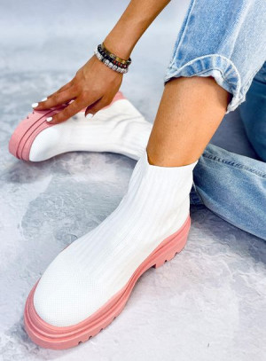Botki z elastyczną cholewką WITHERS WHITE/PINK 39
